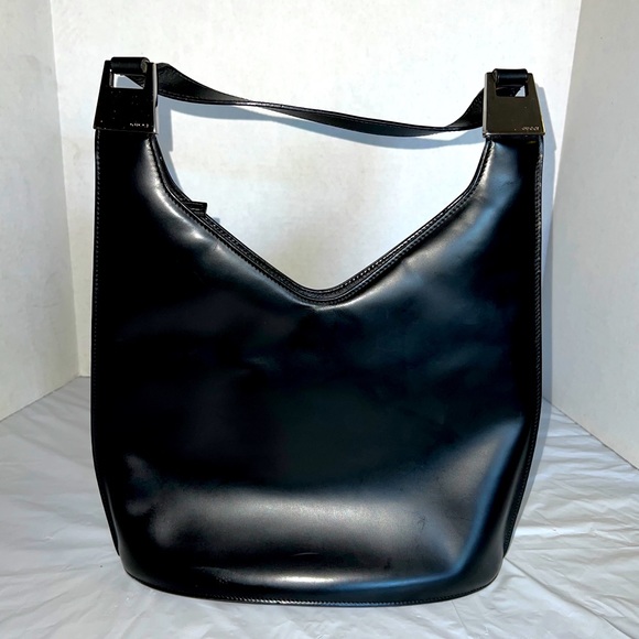 Vintage Gucci Black Patent Leather Bucket Bag Purse Shoulder handbag 90s Y2K